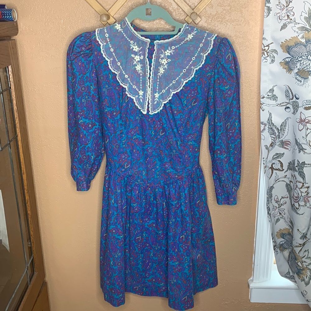 Neiman Marcus Paisley & Lace Vintage Dress Size 14